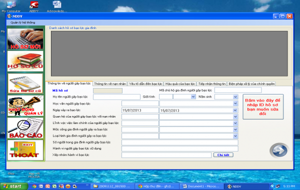 Dự án Xây dựng cơ sở dữ liệu về bạo lực gia đình